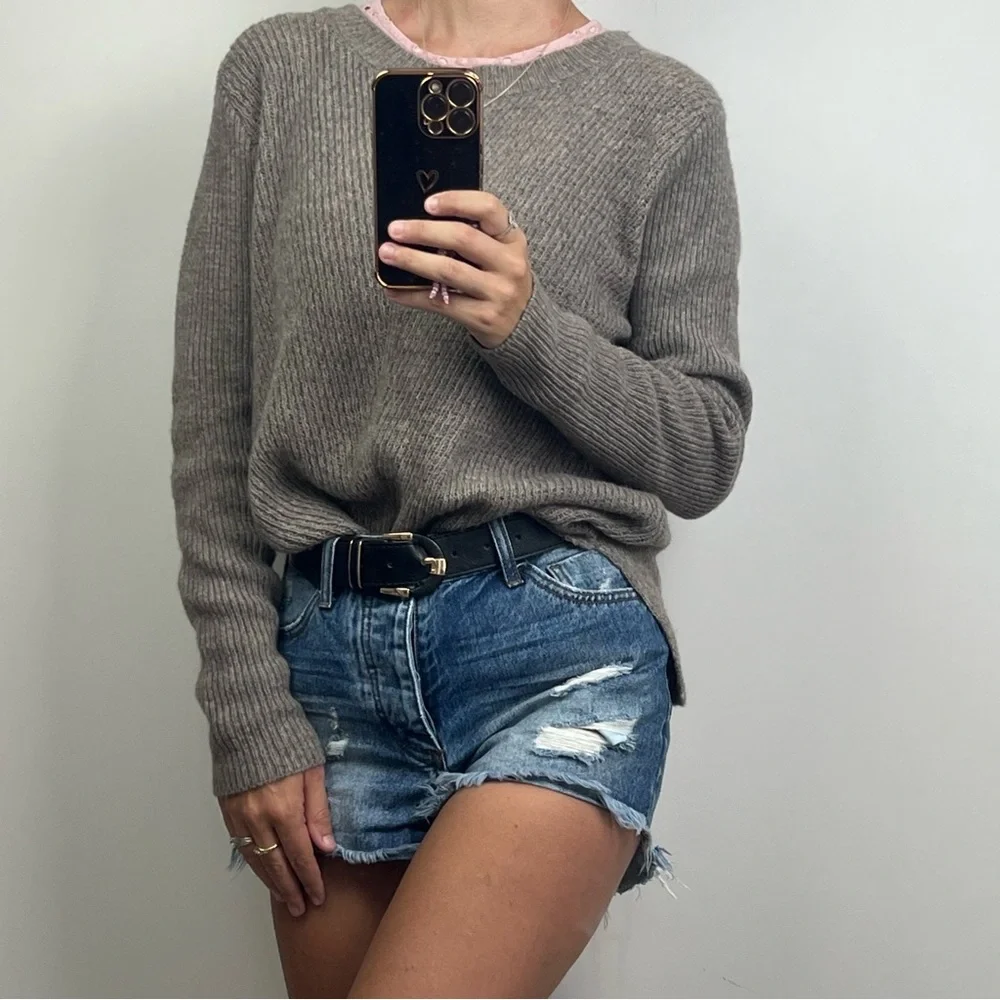 Merino Essentials Womens Jumper Sweater Knit Brown Merino Wool Blend Size S 8/10 - Picture 1 of 12
